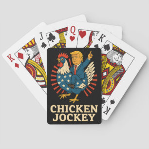 Chicken Jockey Trump Funny Meme Spielkarten