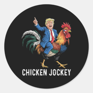 Chicken Jockey Trump Funny Meme Surreal Spaß T-Shi Runder Aufkleber