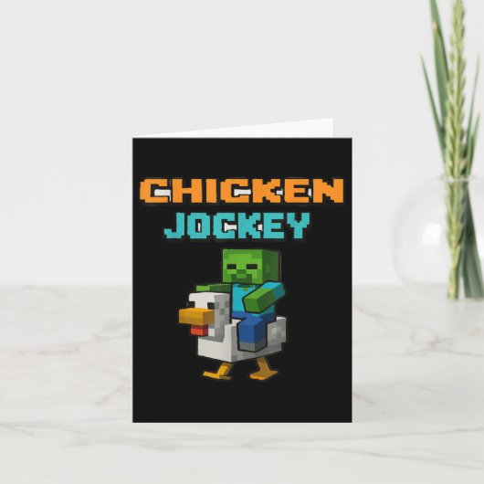 Chicken Jockey Zombie Pixel Art Zombie Gamer Funny Karte (Vorderseite)