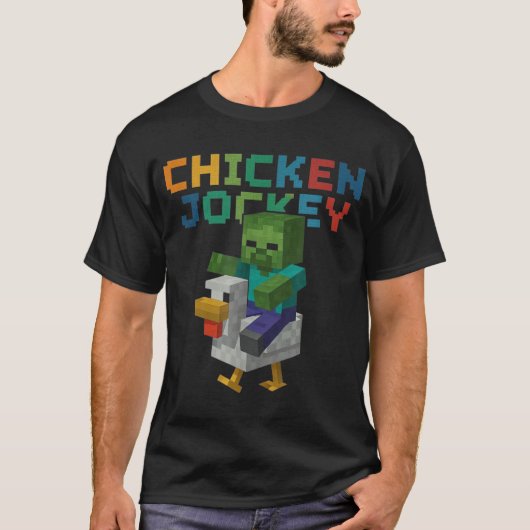 Chicken Jockey Zombie Pixel Funny T-Shirt (Vorderseite)