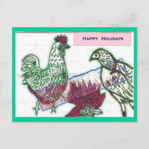 Chicken Joy Christmas Postcard Feiertagspostkarte