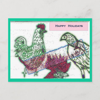 Chicken Joy Christmas Postcard Feiertagspostkarte
