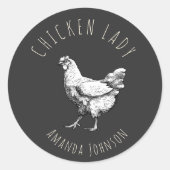 Chicken lady  runder aufkleber (Vorderseite)