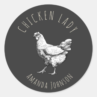 Chicken lady runder aufkleber