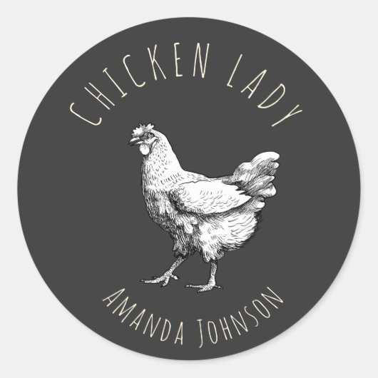 Chicken lady  runder aufkleber (Vorderseite)