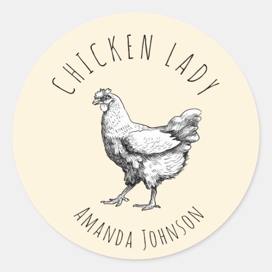 Chicken lady  runder aufkleber (Vorderseite)