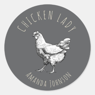 Chicken lady runder aufkleber