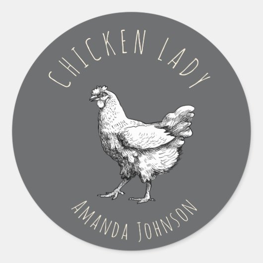 Chicken lady  runder aufkleber (Vorderseite)