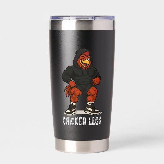 Chicken Legs – Funny Jacked Chicken Gym Workout Thermobecher (Vorderseite)