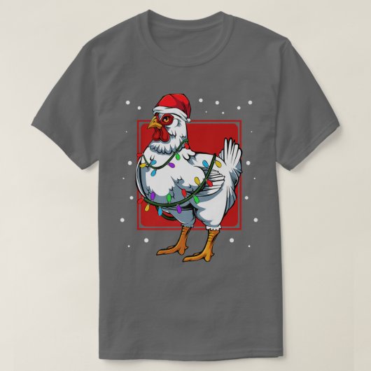 Chicken Lights Fun Santa Cute Celebrat Happy Chris T-Shirt (Design vorne)
