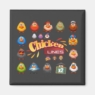 Chicken Lines Square Magnet