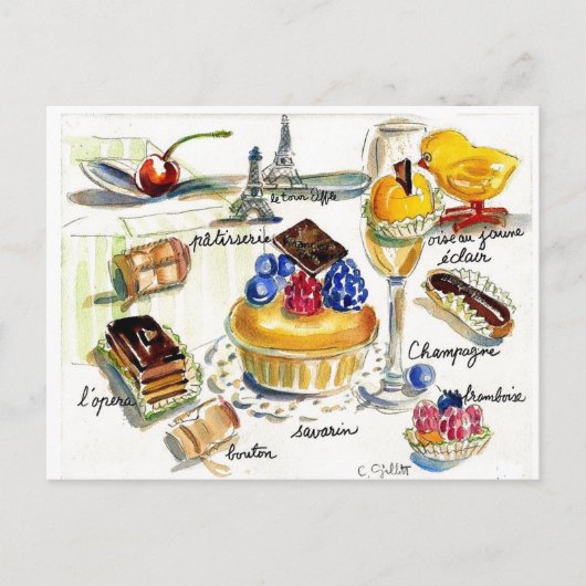 Chicken Little besucht Paris Postkarte (Vorderseite)