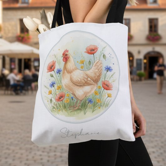 Chicken Lover Farmhouse Floral Hen Tasche