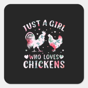Chicken Lover   Girl Who Loves Chickens Quadratischer Aufkleber