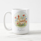 Chicken Lover Mug - Farmhouse Floral Hen Kaffeetasse (Links)
