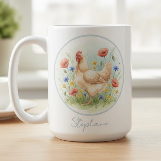 Chicken Lover Mug - Farmhouse Floral Hen Kaffeetasse