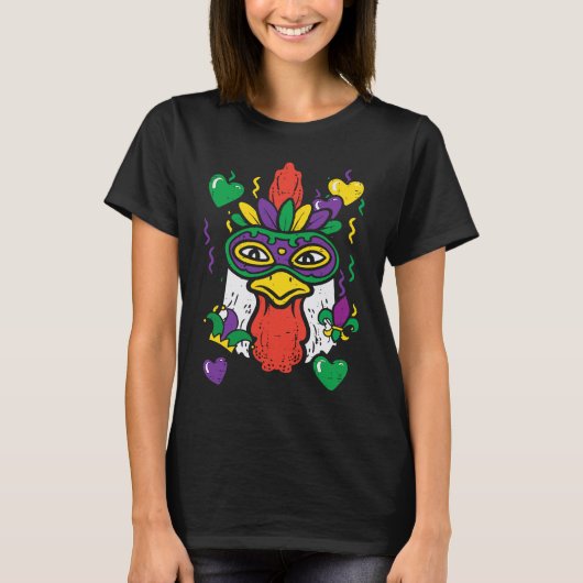 Chicken Mardi Gras Mask Farm Outfit Men Women Kid T-Shirt (Vorderseite)