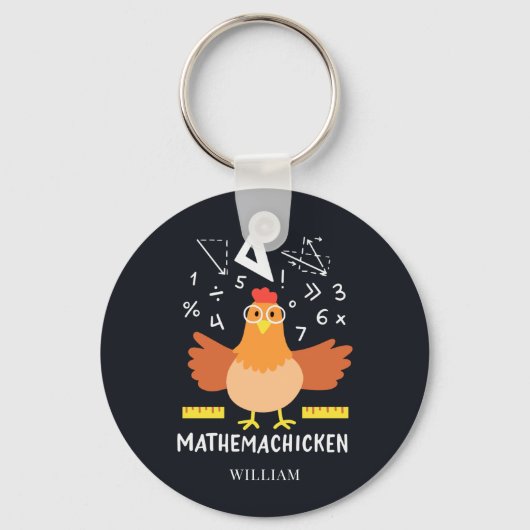 Chicken Math Gag Funny Mathemachicken Teacher Schlüsselanhänger (Vorderseite)