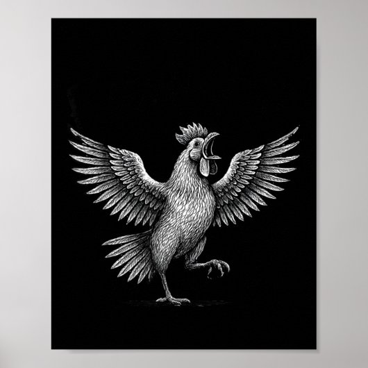 Chicken Meme Caw Funny Sayings Rooster Humor Quote Poster (Vorne)