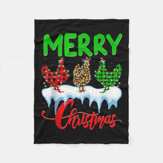Chicken Merry Christmas Pajamas Leopard Buffalo Pl Fleecedecke (Vorderseite)