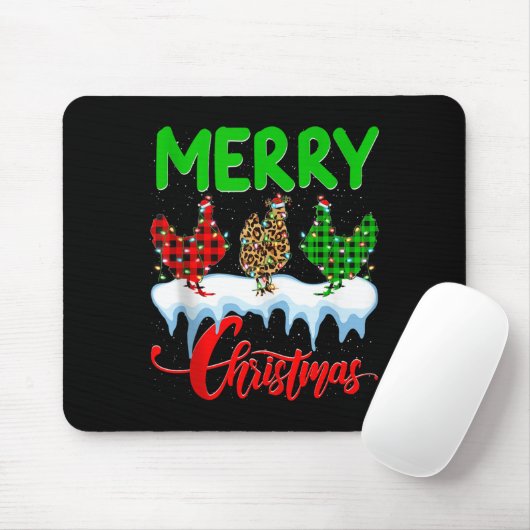 Chicken Merry Christmas Pajamas Leopard Buffalo Pl Mousepad (Mit Mouse)