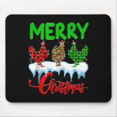 Chicken Merry Christmas Pajamas Leopard Buffalo Pl Mousepad (Vorne)