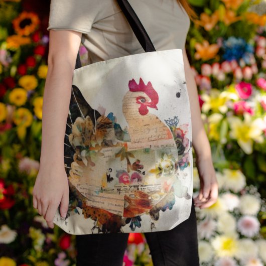 Chicken Mixed Media Art Collage Tasche