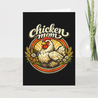 Chicken Mom Vintage Crest Illustration _1  Karte