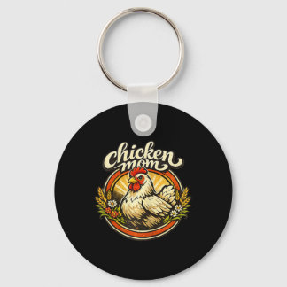 Chicken Mom Vintage Crest Illustration _1  Schlüsselanhänger