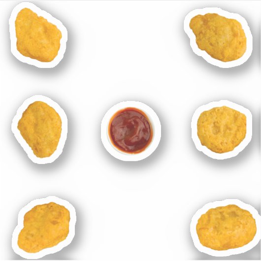 Chicken Nugget 6 Pack mit Ketchup Aufkleber (Vorderseite)