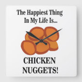 Chicken Nugget Fast Food Funny Chicken Nugget Quadratische Wanduhr (Vorderseite)