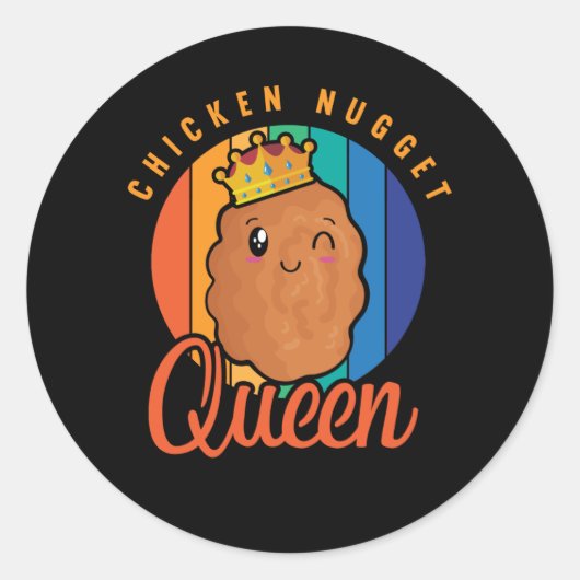 Chicken Nugget Girl Foodie Queen Runder Aufkleber (Vorderseite)