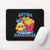 Chicken Nugget und Pommes Frites Autismus-Bewussts Mousepad (Mit Mouse)