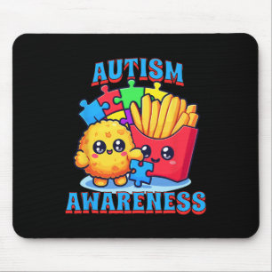 Chicken Nugget und Pommes Frites Autismus-Bewussts Mousepad