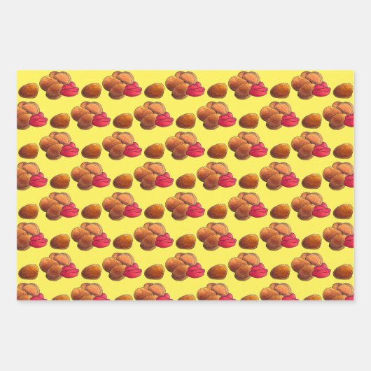 Chicken Nuggets Ketchup Junk Fast Food Feinschmeck Geschenkpapier Set (Vorderseite)