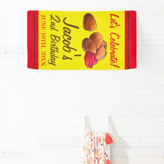 Chicken Nuggets Ketchup Junk Food Birthday Party Banner (InSitu)