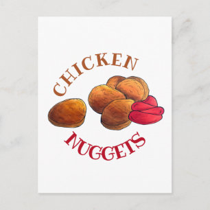 Chicken Nuggets mit Ketchup Junk Food Feinschmecke Postkarte