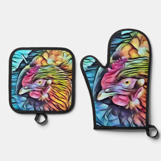 CHICKEN OFENHANDSCHUH & Topflappen-Set (Vorderseite)