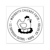 Chicken on Nest with Eggs Round Address Permastempel (Design)