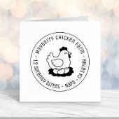 Chicken on Nest with Eggs Round Address Permastempel