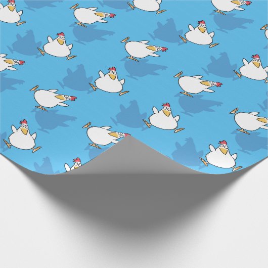 CHICKEN PANIC von Sandra Boynton [blau] Geschenkpapier (Ecke)