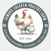 Chicken Paultry Farm Round Sticker (Vorderseite)