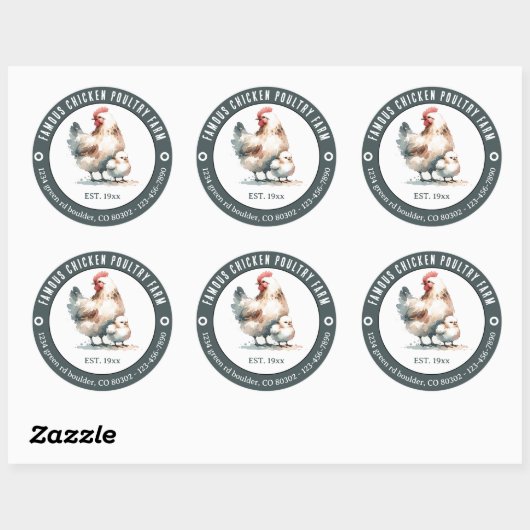 Chicken Paultry Farm Round Sticker (Blatt)