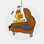 Chicken Piano Cartoon | Hintergrundfarbe auswählen Keramik Ornament (Hinten)