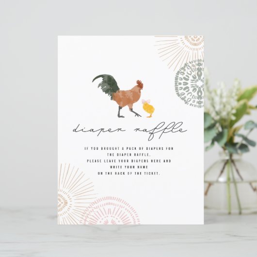 Chicken Pink Baby Dusche Windel Raffle Schild (Stehend Vorderseite)