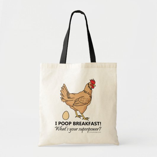 Chicken Poops Breakfast Funny Design Tragetasche (Vorne)