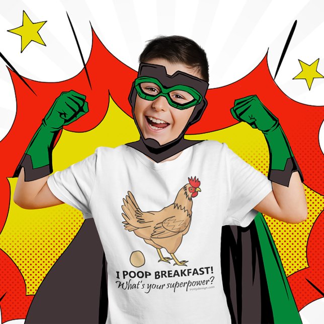 Chicken Poops Breakfast Funny Illustration T-Shirt (Von Creator hochgeladen)