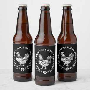Chicken Raising & Jesus Lob Bierflaschenetikett