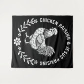 Chicken Raising & Jesus Lob Wandteppich (Vorderseite (Horizontal))