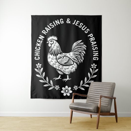 Chicken Raising & Jesus Lob Wandteppich (Beispiel)